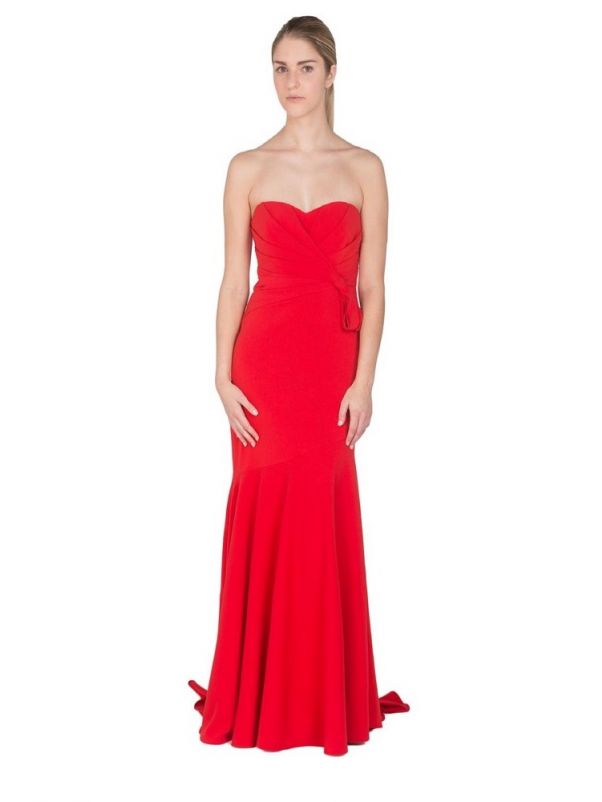 Draped Red Crepe Gown