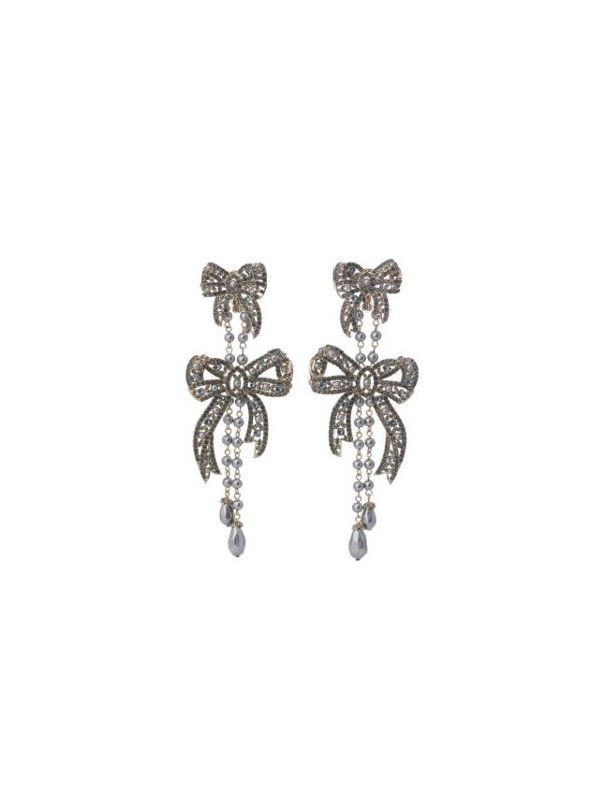 Long Bow Drop Earrings