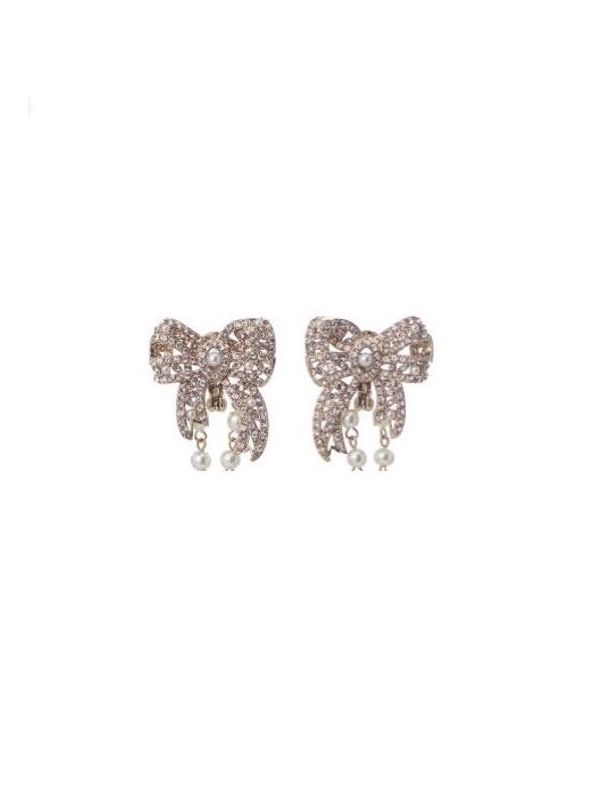 Embellished Ribbon Gold Tone Earrings