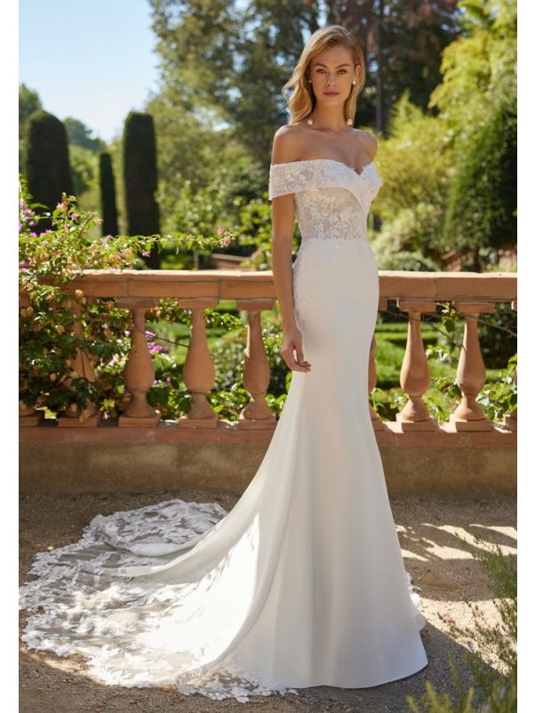 Embroidered Crepe Wedding Dress