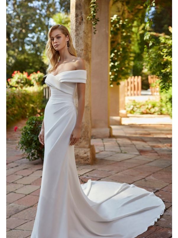 Draped Crepe Wedding Dress