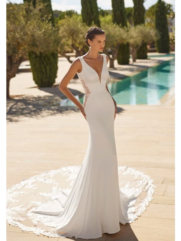 Backless Crepe Wedding Dress