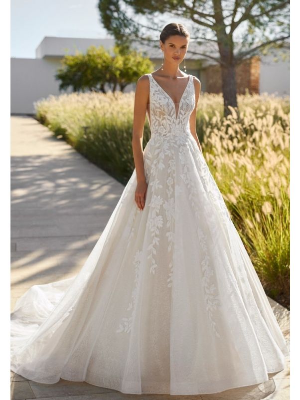 Embroidered Backless Wedding Dress