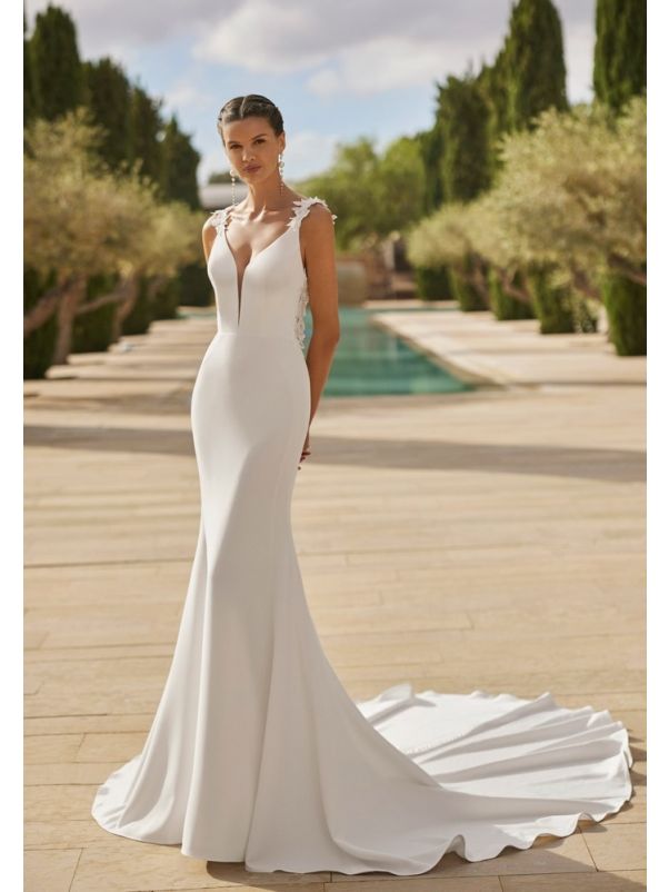 Backless Crepe Wedding Dress