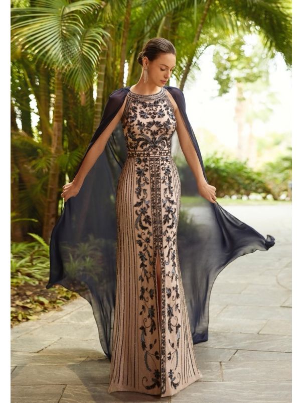 Embellished Two-Tone Gown