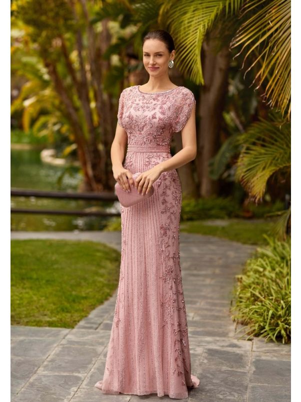 Beaded Cap Sleeve Gown