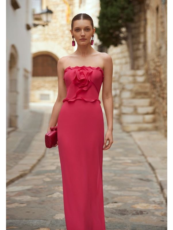 Floral Ruffle-Trim Gown