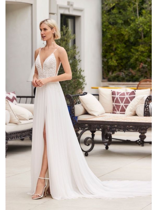 Beaded Backless Tulle Wedding Dress