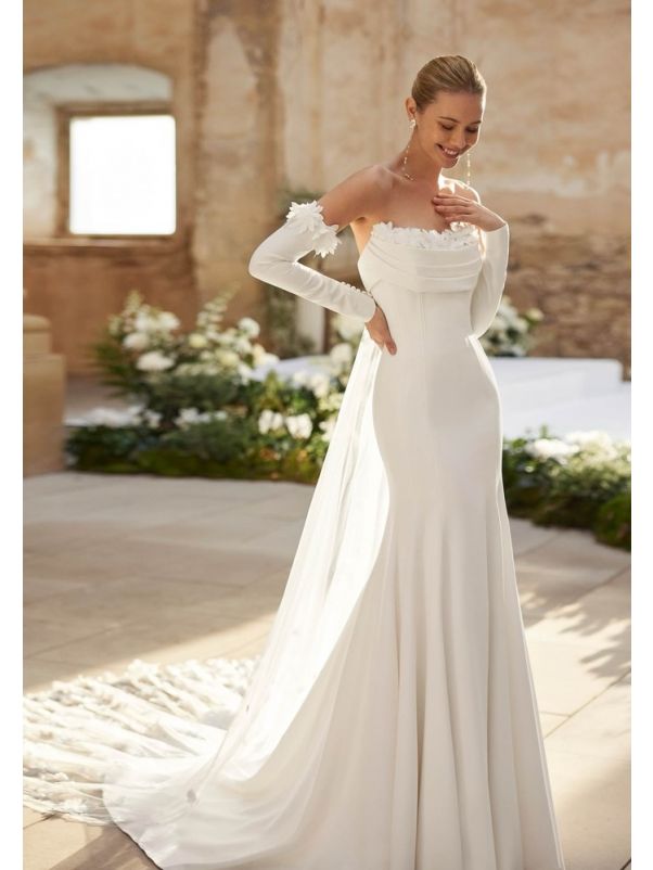 Draped Crepe Wedding Dress
