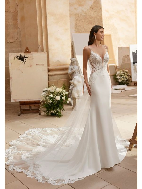 Embroidered Crepe Wedding Dress
