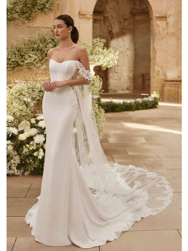 Beaded Crepe Wedding Dress