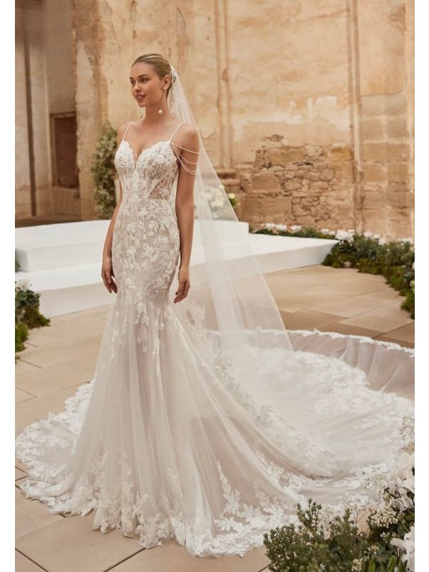 Embroidered Backless Wedding Dress