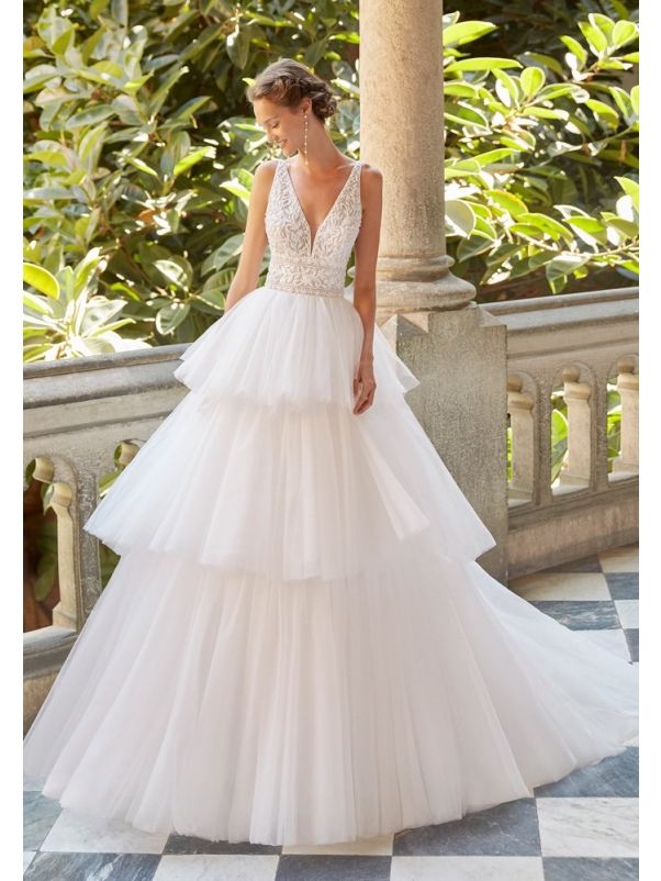 Ruffle Princess Wedding Dress With Open Back