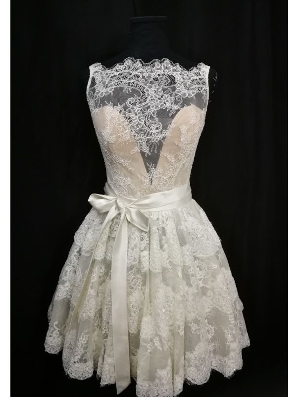 Embroidered Short Wedding Dress