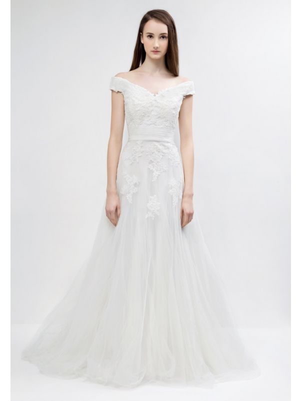 Embroidered Tulle Wedding Dress