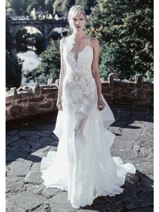Lace Embroidered Mermaid Wedding Dress