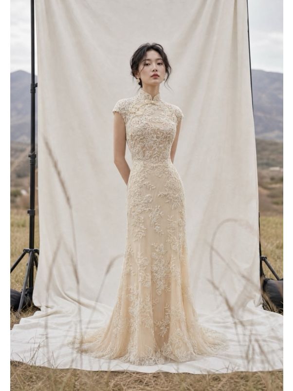 Beaded Blush Pink Cheongsam