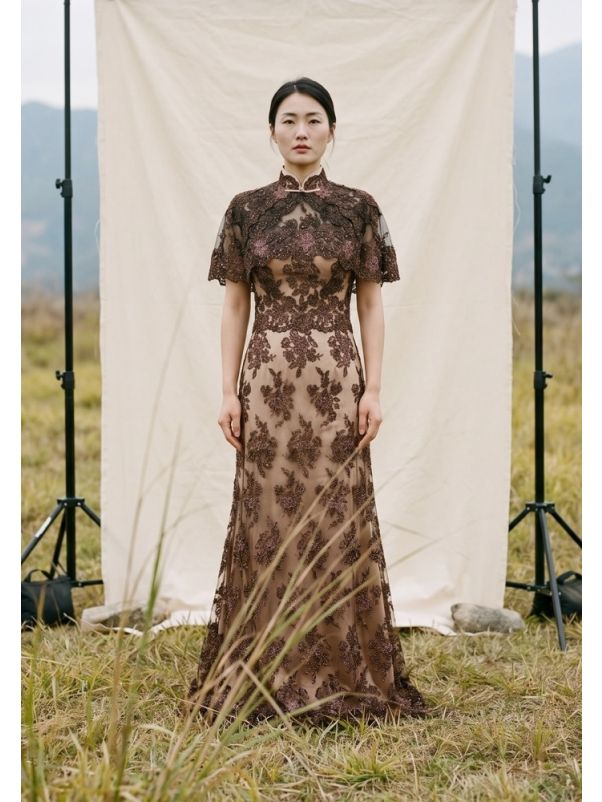 Embroidered Brown Cheongsam