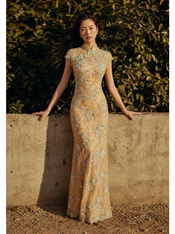 Beaded Metallic Cheongsam