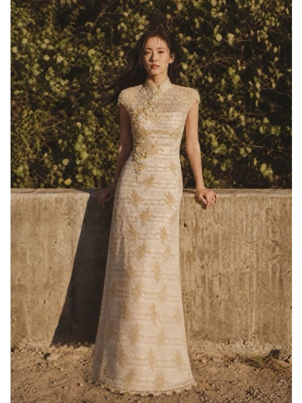 Beaded Gold Cheongsam