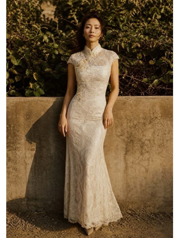 Embellished Champagne Cheongsam