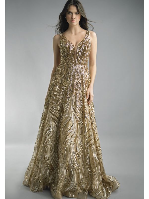 Sequinned Backless Evening Gown