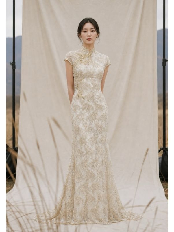 Embellished Gold Cheongsam