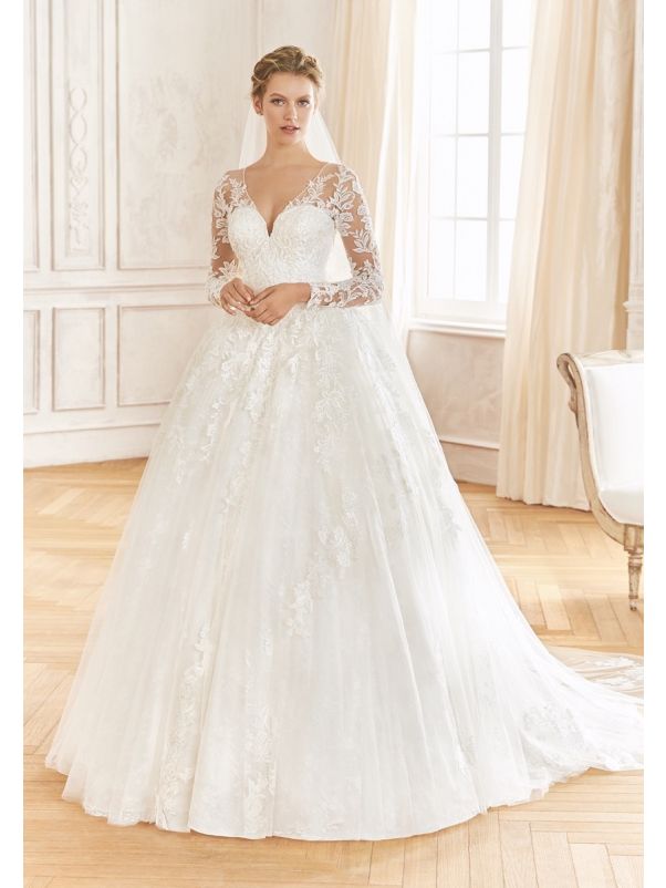 Embroidered Long Sleeves Ball Gown