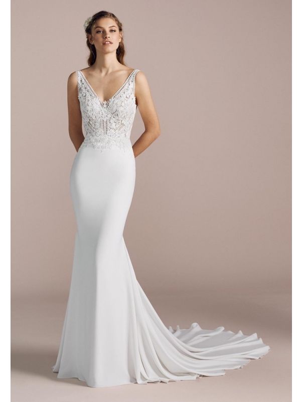 Embroidered Crepe Wedding dress