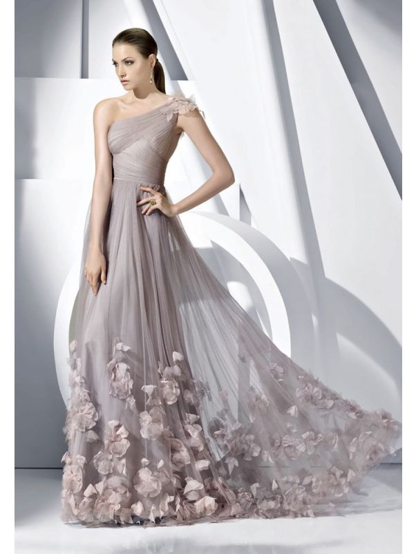 Floral Blossom Draped Gown