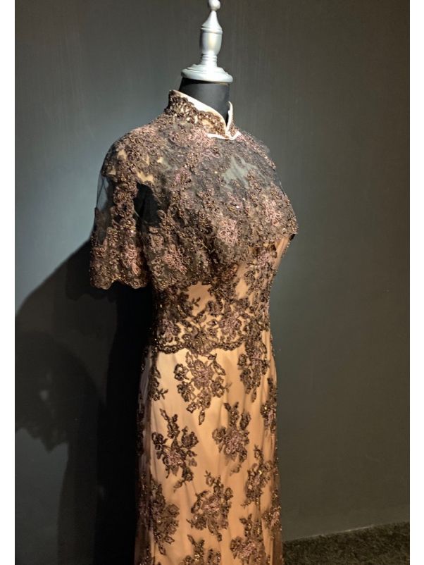 Embroidered Brown Cheongsam