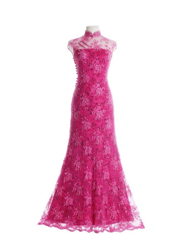 Beaded Pink Cheongsam