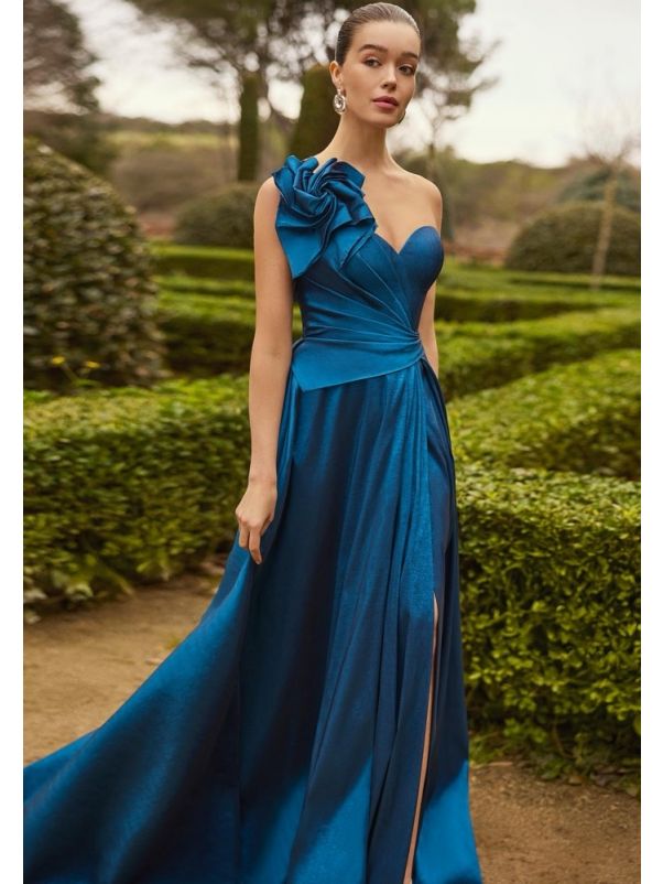 Draped Taffeta Gown