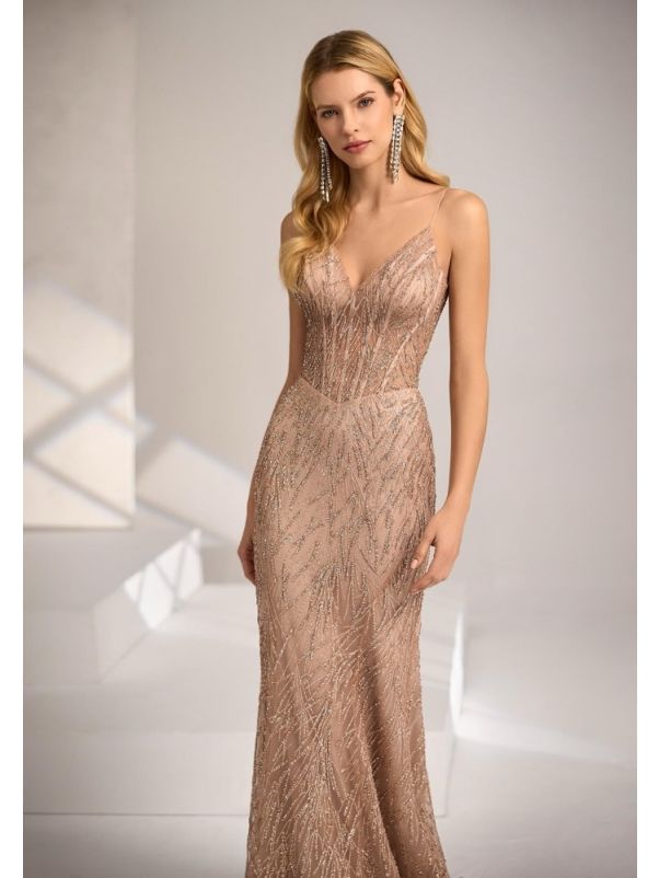 Beaded Backless Evening Gown