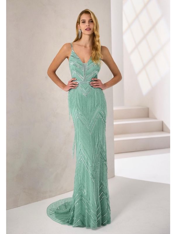 Embellished Backless Gown