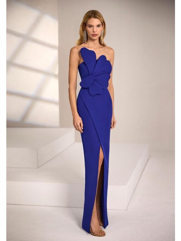 Floral-Detail Crepe Gown