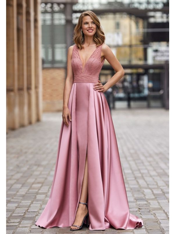 Backless Satin Evening Gown