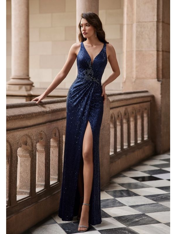 Sequined Backless Evening Gown