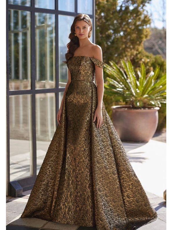 Gold Brocade Evening Gown