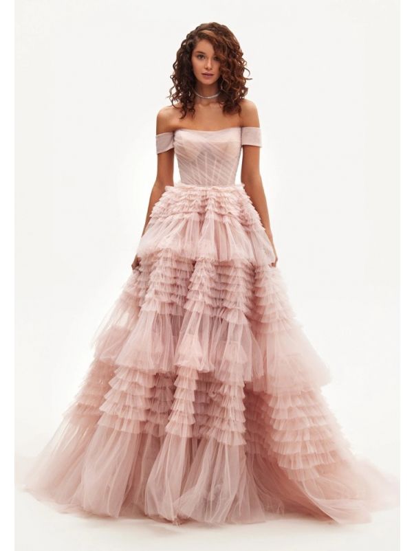 Draped Ruffle Evening gown