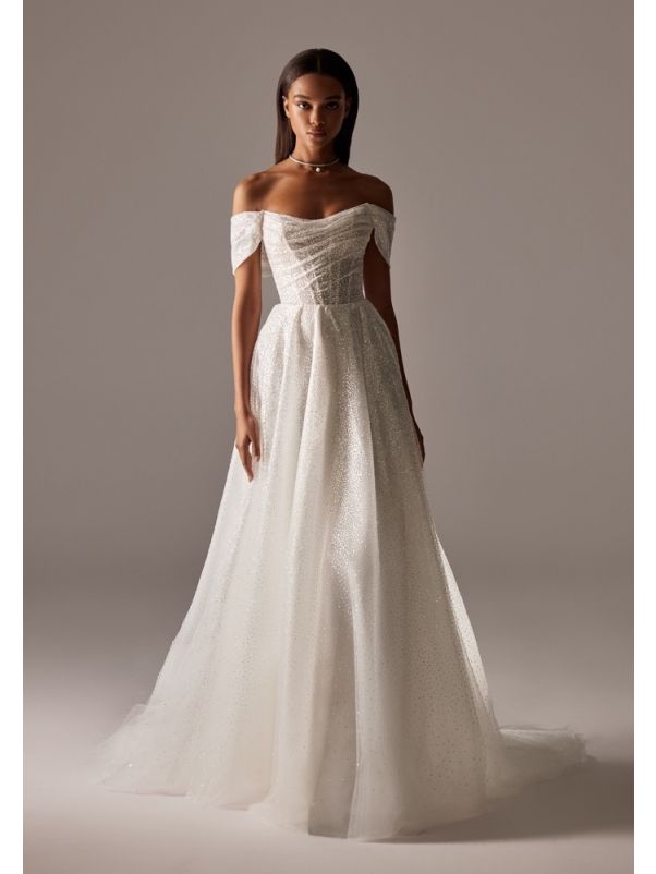Draped Sparkle Wedding Dress