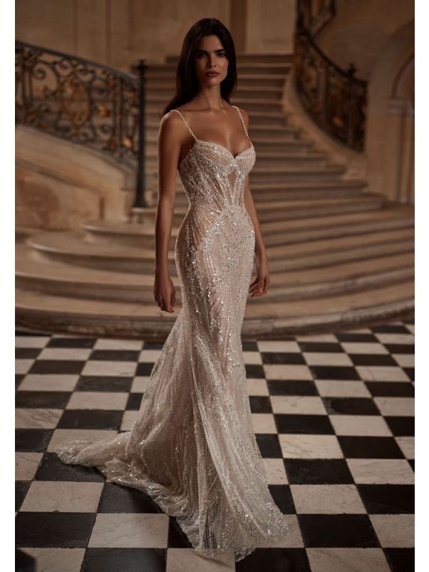 Embellished Strappy Wedding Dress 