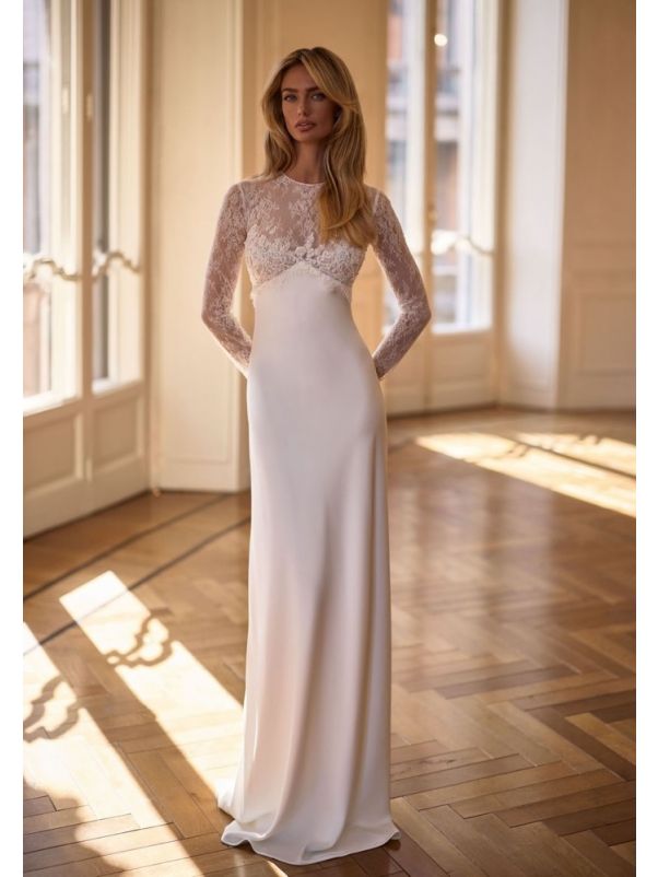 Embroidered Satin Wedding Dress