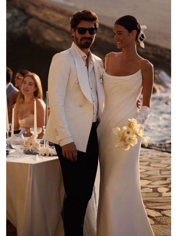 Draped Chiffon Wedding Dress