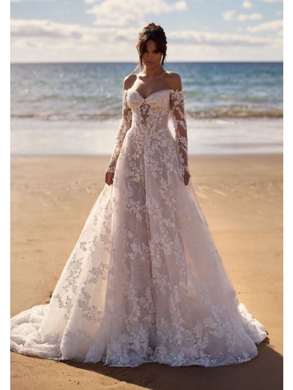 Beaded Long Sleeve Wedding Dress