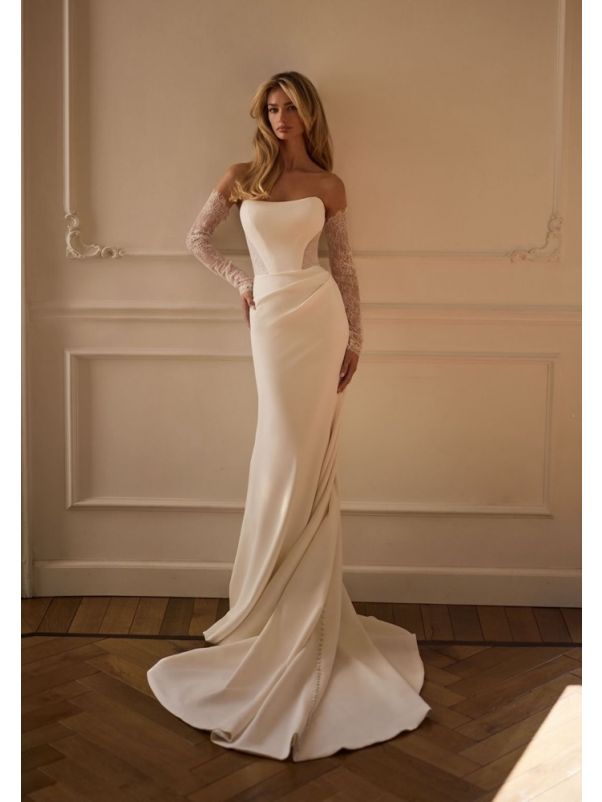 Draped Crepe Wedding Dress