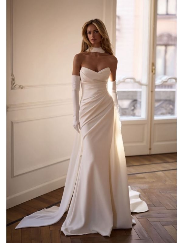 Draped Crepe Wedding Dress