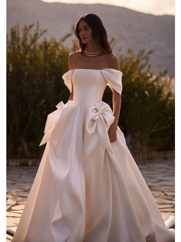 Bow-Detail Mikado Wedding Dress