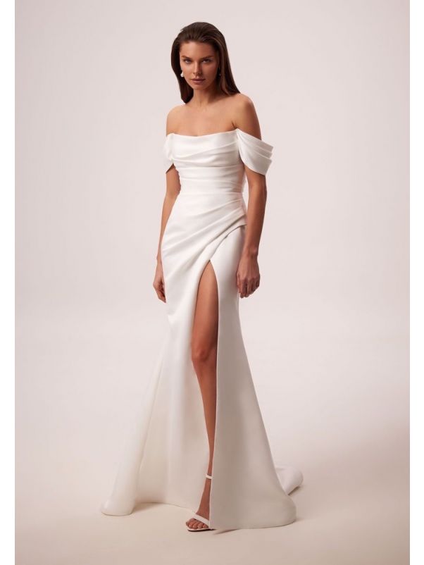 Draped Mikado Wedding Dress