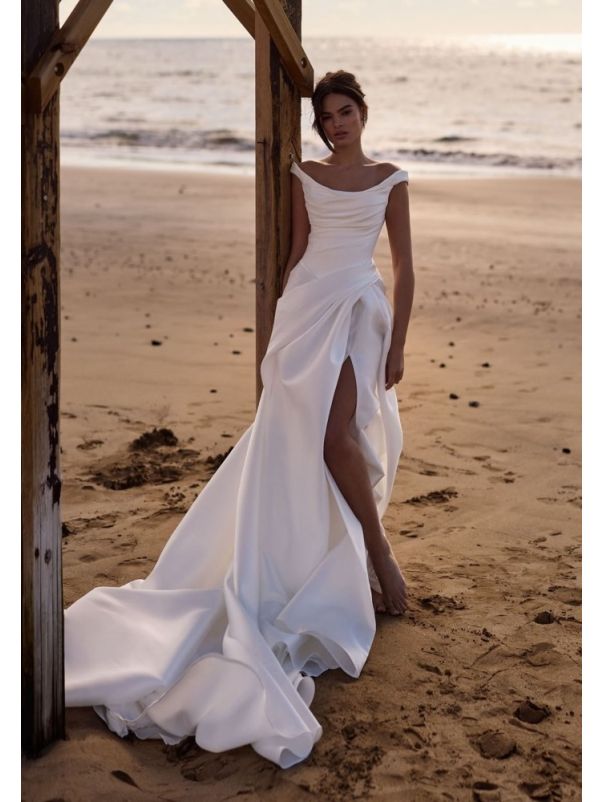 Draped Satin Wedding Dress